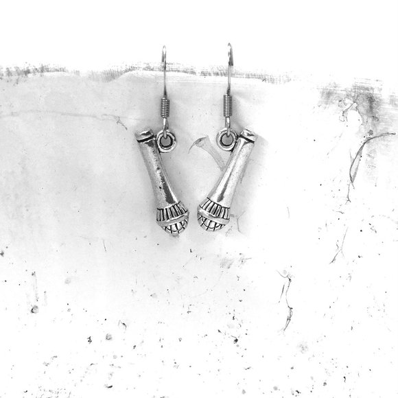 Miniature Microphone Music Recording Audio Musician Singer Gift Charm Earrings - Picture 4 of 4